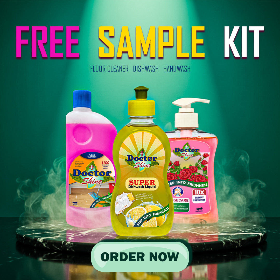 Doctorshine Free Sample Kit (Floor Cleaner, Super Dishwash Liquid, Rosecare Handwash )